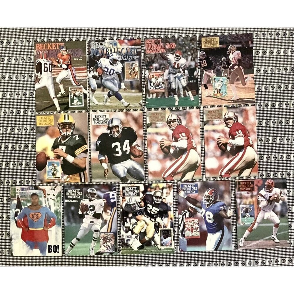 Lot of 13 Beckett Football Card Magazines 1990 & 1991 Bo Barry Joe Rice